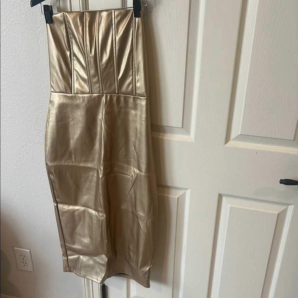 Fashion Nova Gold Midi Dress